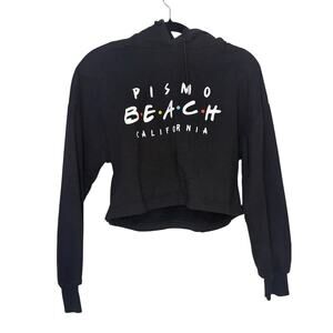Black Cropped Pismo Beach Hoodie Sweater